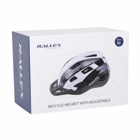 Kask rowerowy na rower RALLEX damski męski regulowany czarno-biały M 54-58cm SHANGHAI RALLEX INDUSTRIAL