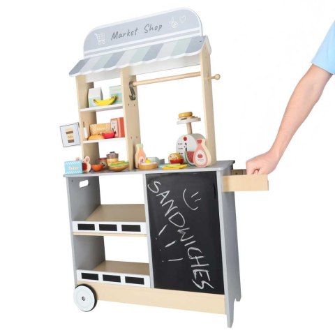 Sklep market drewniany stragan food truck z kostkarką do lodu na kółkach Kik Sp. z o. o. Sp. k.