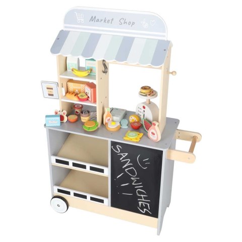Sklep market drewniany stragan food truck z kostkarką do lodu na kółkach Kik Sp. z o. o. Sp. k.