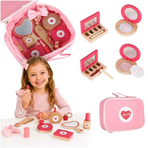Zestaw kosmetyczny drewniany dla dziewczynki make up beauty kosmetyczka akcesoria Kik Sp. z o. o. Sp. k.