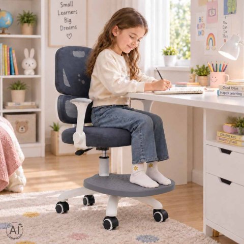 Krzesło do biurka dla dziecka fotel ergonomiczny obrotowy regulowany szary Kik Sp. z o. o. Sp. k.