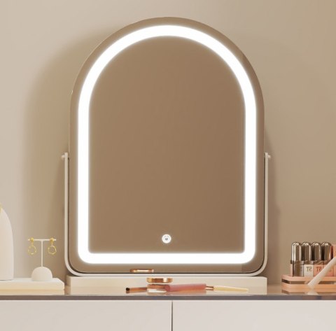 Toaletka kosmetyczna LED/ Komplet mebli blat 80 cm- Olga - kolor biały HaloFuture