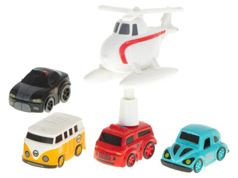 Tor przeszkód interaktywny samochodowy wyścigi parking 4 pojazdy auto autobus radiowóz wóz strażacki helikopter 24x24cm XL Kik Sp. z o. o. Sp. k.
