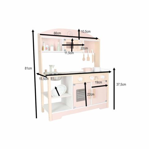 Kuchnia dla dzieci drewniana MDF MODERN CLASSIC akcesoria 81cm różowa Kik Sp. z o. o. Sp. k.