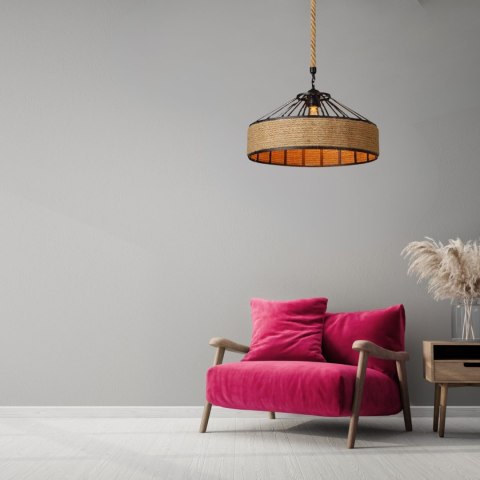 Lampa sufitowa z liny konopnej na oryginalnej jutowej linie - średnica 40 cm HaloFuture