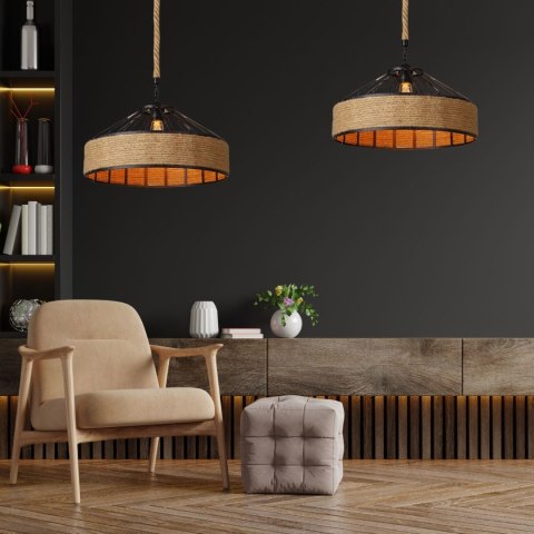 Lampa sufitowa z liny konopnej na oryginalnej jutowej linie - średnica 40 cm HaloFuture