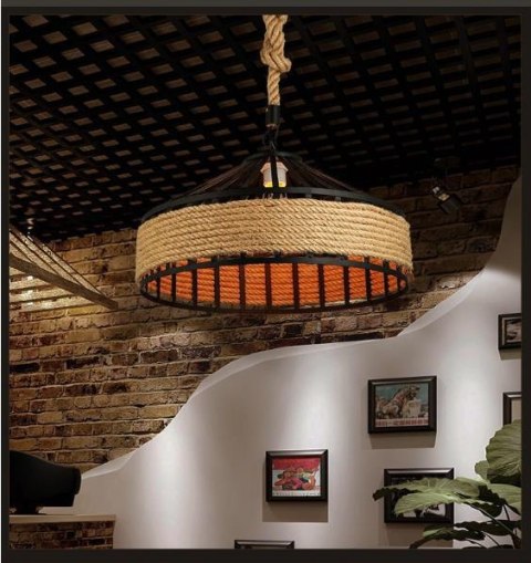 Lampa sufitowa z liny konopnej na oryginalnej jutowej linie - średnica 40 cm HaloFuture