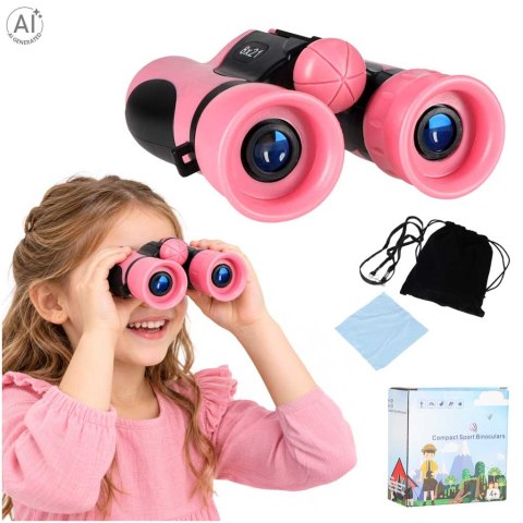 Lornetka dla dzieci do obserwacji ptaków nieba 8x 21mm HD pokrowiec różowa Kik Sp. z o. o. Sp. k.