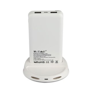Power Bank V-TAC 8000mAh Indukcja Wyświetlacz Biały STOJAK V-TAC Europe Ltd