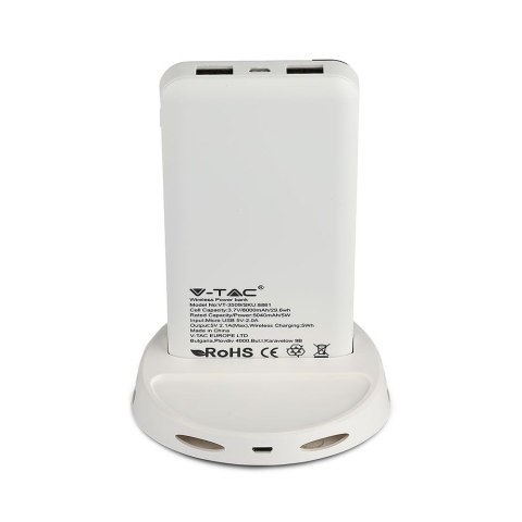 Power Bank V-TAC 8000mAh Indukcja Wyświetlacz Biały STOJAK V-TAC Europe Ltd