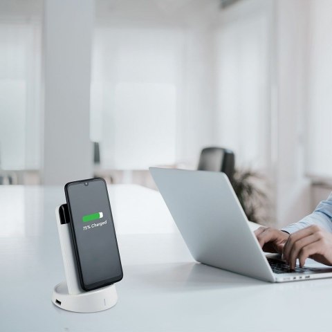 Power Bank V-TAC 8000mAh Indukcja Wyświetlacz Biały STOJAK V-TAC Europe Ltd