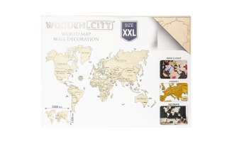 Drewniana Mapa Świata na ścianę 3D, rozm. XXL - kolor niebieski Mobimods sp. z o.o.