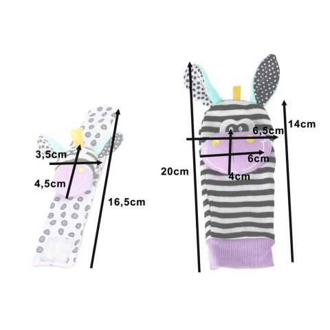 Grzechotka skarpetki niemowlęce opaski zestaw 4 sztuki zielono-fioletowy Kik Sp. z o. o. Sp. k.