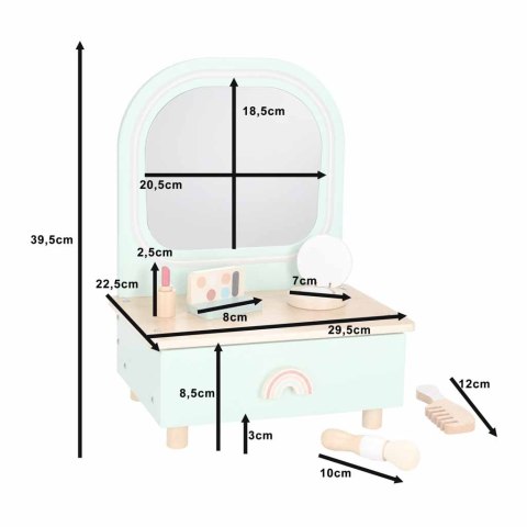 Toaletka drewniana LULILO mini dla dziewczynki z lustrem LED akcesoria Kik Sp. z o. o. Sp. k.