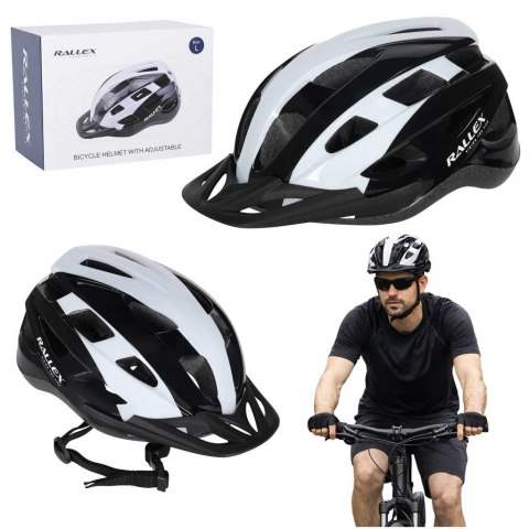 Kask rowerowy na rower RALLEX damski męski regulowany czarno-biały L 58-62cm SHANGHAI RALLEX INDUSTRIAL