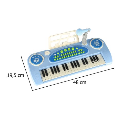 Keyboard dla dzieci pianinko interaktywne organki 37 klawiszy mikrofon statyw niebieski Kik Sp. z o. o. Sp. k.