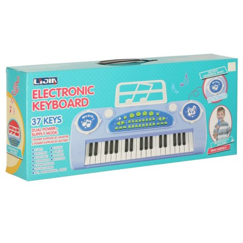 Keyboard dla dzieci pianinko interaktywne organki 37 klawiszy mikrofon statyw niebieski Kik Sp. z o. o. Sp. k.