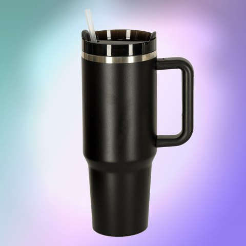 Kubek termiczny ze słomką i uchwytem termos 1200ml czarny Kik Sp. z o. o. Sp. k.