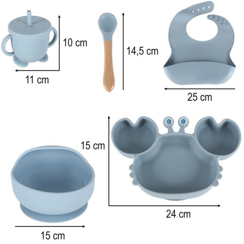 Naczynia silikonowe dla dzieci niemowląt krab zestaw 9 elementów niebieskie Kik Sp. z o. o. Sp. k.