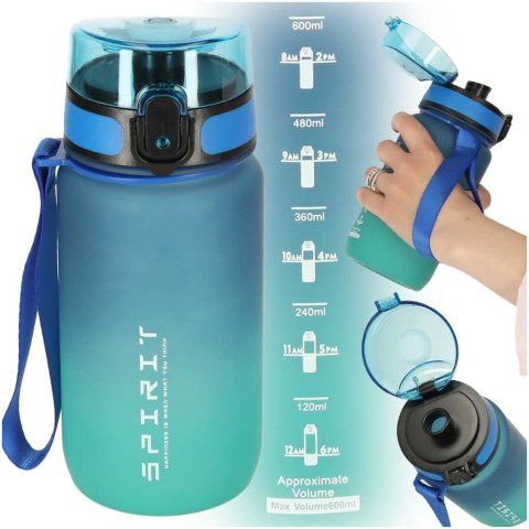 Butelka na wodę bidon z ustnikiem sportowy BPA FREE 600ml niebiesko-zielony Kik Sp. z o. o. Sp. k.