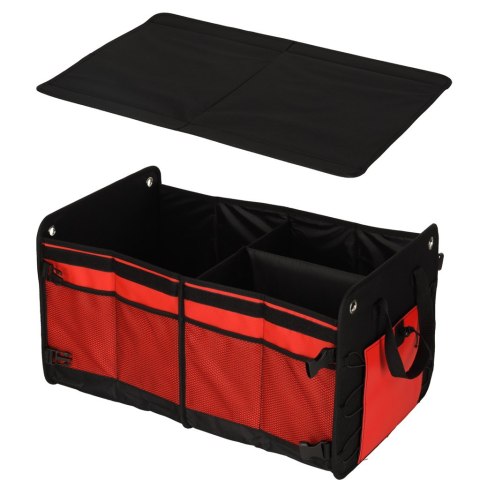 Organizer do bagażnika auta 56L XXL wzmocniony składany z klapą czarno-czerwony Kik Sp. z o. o. Sp. k.