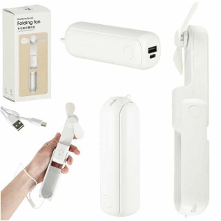 Wiatrak biurkowy wentylator mini ręczny składany wiatraczek przenośny USB biały Kik Sp. z o. o. Sp. k.