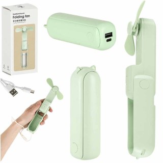 Wiatrak biurkowy wentylator mini ręczny składany wiatraczek przenośny USB zielony Kik Sp. z o. o. Sp. k.